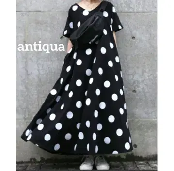 antiqua 도트 무늬 롱 원피스