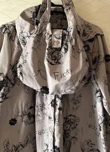 Fiori 꽃무늬 후드 부착 레인코트