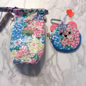 미사용 새상품 fafa 꽃무늬 보틀 케이스와 곰돌이 모양 소품함 세트