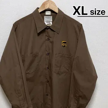 USA 구제 워크 셔츠 긴팔 XL 브라운 원포인트 로고 UPS