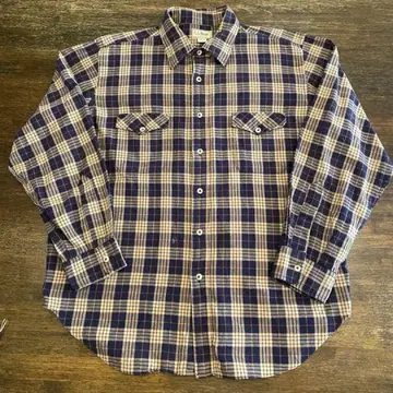 80년대~90년대 L.L.Bean 네이비 체크 무늬 셔츠
