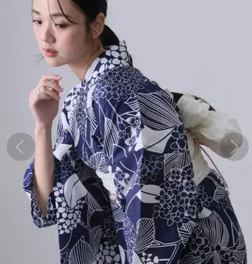 새상품급 풀뷰 수국 패턴 유카타 단품 수국