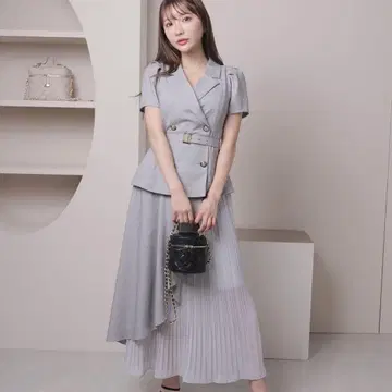 LIP SERVICE 자켓 레이어드 플리츠 원피스
