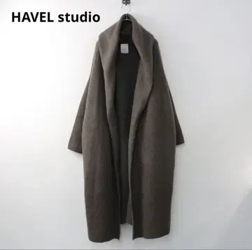 HAVEL studio 라쿤 니트 코트 가운 롱 가디건