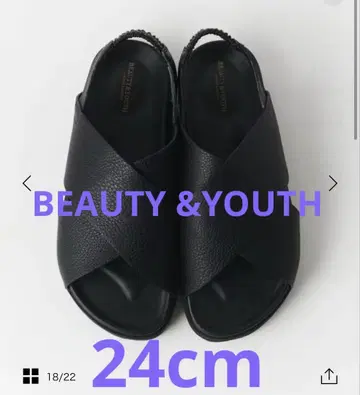 BEAUTY & YOUTH 빅 크로스 백 스트랩 샌들 24cm