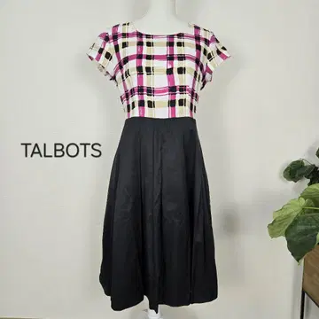택 포함 새상품 TALBOTS 탈봇 원피스 반팔 종아리 기장 L 체크