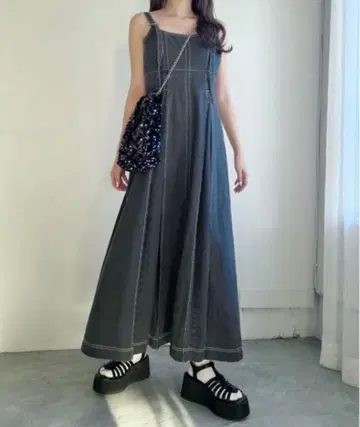 Heather 데님 점퍼 스커트 원피스