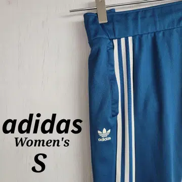 아디다스 오리지널 여성용 저지 팬츠 S 자수 로고 파란색