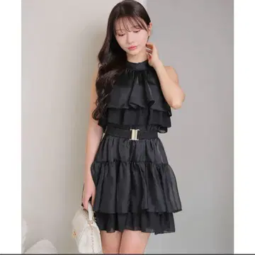 LIP SERVICE 볼륨 티어드 아메슬리 튜닉 블랙