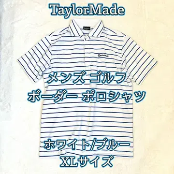 [TaylorMade] 골프 남성용 보더 피케 셔츠 화이트/파랑 XL