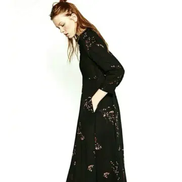 ZARA WOMAN 셔츠 롱 원피스 벚꽃 패턴