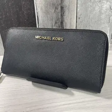 MICHAEL KORS 마이클코어스 블랙 장지갑 가죽 라운드 지퍼