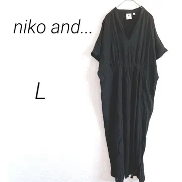 niko and... 니코 앤드 반팔 롱 원피스 L 블랙 무지 V넥