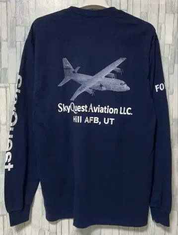 미군 방출품 공군 USAF SQA 롱 티셔츠 네이비 C-130 수송기