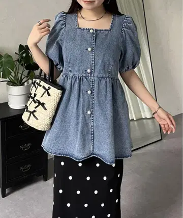 데님 퍼프 슬리브 튜닉