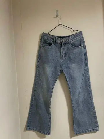 부츠 컷 데님 밝은 파란색 면 100%