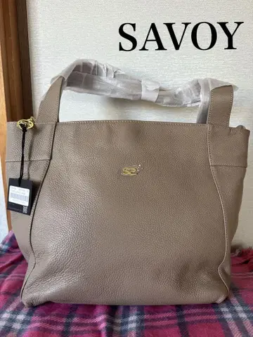 SAVOY 얇은 베이지 소가죽 토트백 택 포함 새상품
