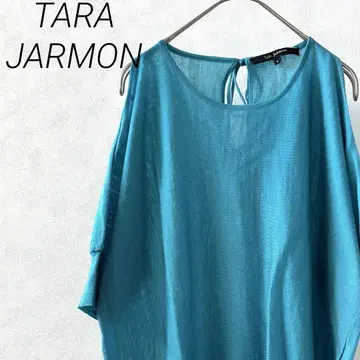 TARA JARMON 니트 스웨터 소매 슬릿 오픈 숄더 얇은 소재 루즈핏