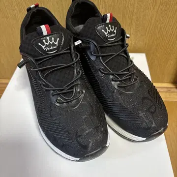 블랙 통굽 스니커즈 라메 화려 메쉬 반짝 로고 24