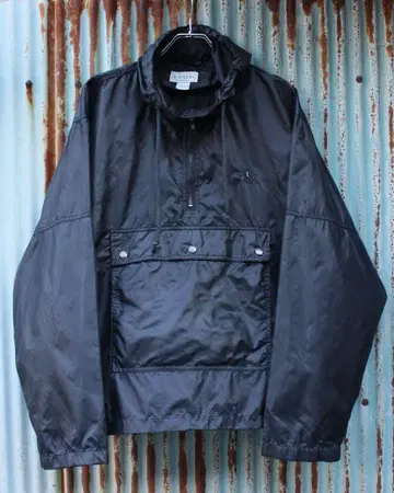 90년대 IZOD 나일론 아노락 후드티 풀오버 블랙