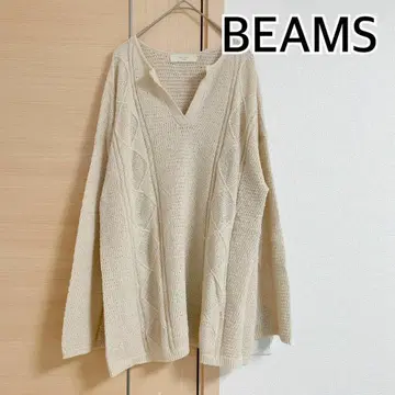 빔즈 BEAMS 긴팔 니트 스웨터 베이지 V넥