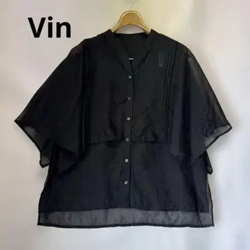 Vin 야마다야 블라우스 셔츠 반팔 V 컷 레이온 블랙 9호