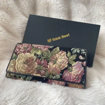 Think Bee! 싱크비 고블랑 직조 장지갑 꽃무늬 블랙 새상품급