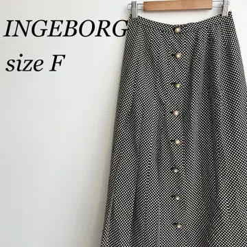 잉게보르그 INGEBORG 핑크하우스 롱 스커트 도트 플레어