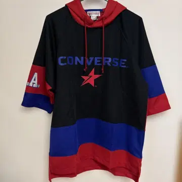 CONVERSE 컨버스 후드 부착 반팔 티셔츠 메쉬 M