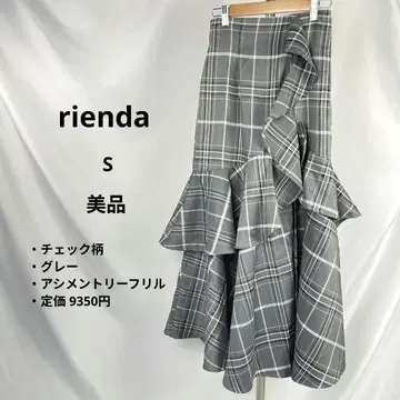 새상품급 rienda 비대칭 프릴 머메이드 스커트 S 체크