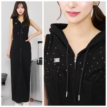 다리치 Darich 샤이니 맨투맨 롱 원피스 블랙 FS