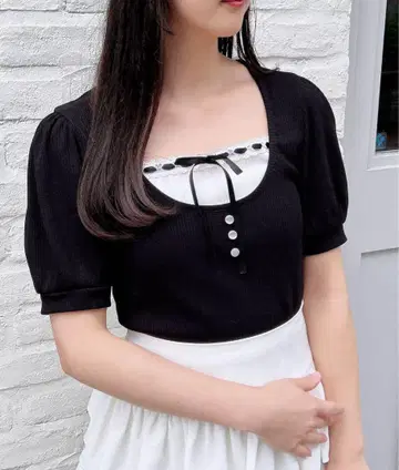 INGNI 레이어드 스타일 리브 리본 상의 블랙