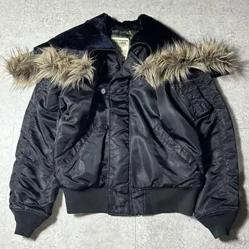 AVIREX n2b 블랙 아크릴 퍼 ma1 플라이트 자켓 L