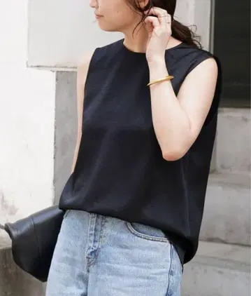 Deuxieme Classe Minimal Satin 블라우스 블랙