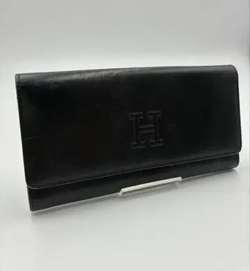HIROFU 히로후 장지갑 가죽 H 로고 네이비