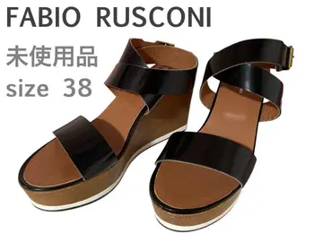 FABIO RUSCONI 미사용 웨지 샌들 38 크로스 스트랩