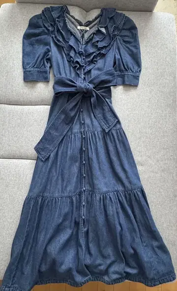 SNIDEL 신키 유코 콜라보 데님 프릴 원피스