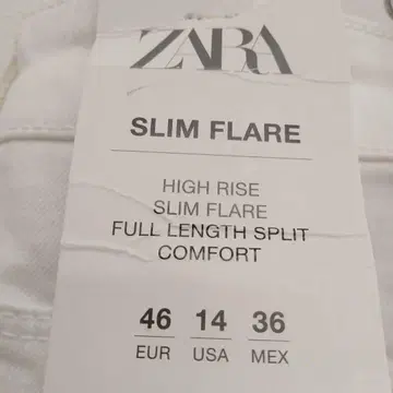 새상품, 미사용 ZARA 데미지 데님 화이트 46