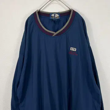 USA 구제 의류 90s GTE 나일론 풀오버 자수 네이비 골프