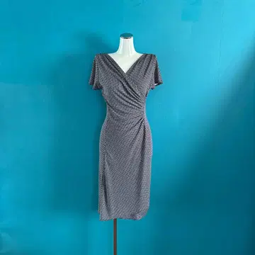 1553 TALBOTS 탈봇 기하학 패턴 랩 스타일 원피스 xs