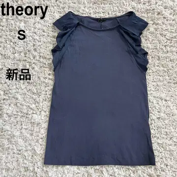 새상품 띠어리 프릴 슬리브 슬리브리스 티셔츠 네이비
