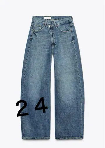ZARA 와이드 레그 크로스 허리 하이 웨스트 청바지