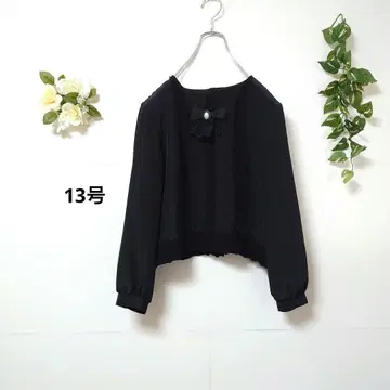 리본 포함 노카라 블라우스 백 버튼 13호 빅 사이즈