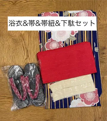 유카타, 오비, 오비 끈, 일본 나막신 세트