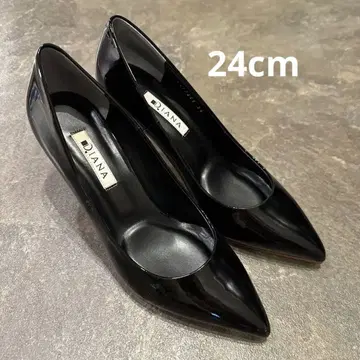 DIANA 블랙 에나멜 펌프스 24cm