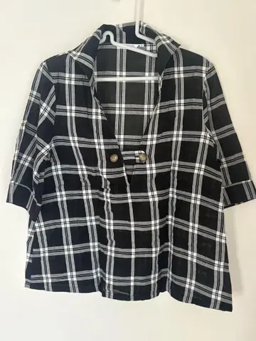Makers Shirt 체크 무늬 오부 소매 블라우스 사이즈 9