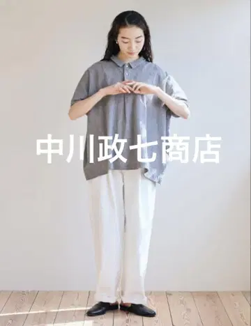 나카가와 마사시치 상점 다카시마 치지미 와이드 셔츠, 검정