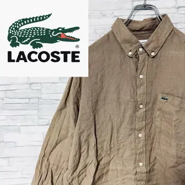 LACOSTE 라코스테 반팔 셔츠 린넨 셔츠 브라운 일본 사이즈 L 상당