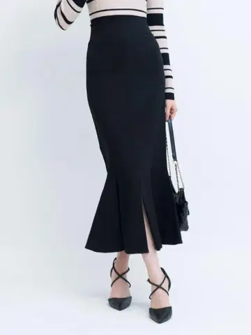 껌 스트레치 머메이드 스커트 블랙 M ROYALPARTY