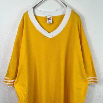 USA제 90s 소프 풋볼 티셔츠 옐로우 컬러 링거 넥